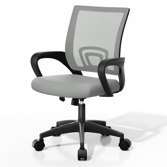 Monibloom 1PC Mesh Office Chair, Ergonomic Mid Back Computer Desk Chair with 2.8" Thick Seat, Lumbar Support, Light Gary