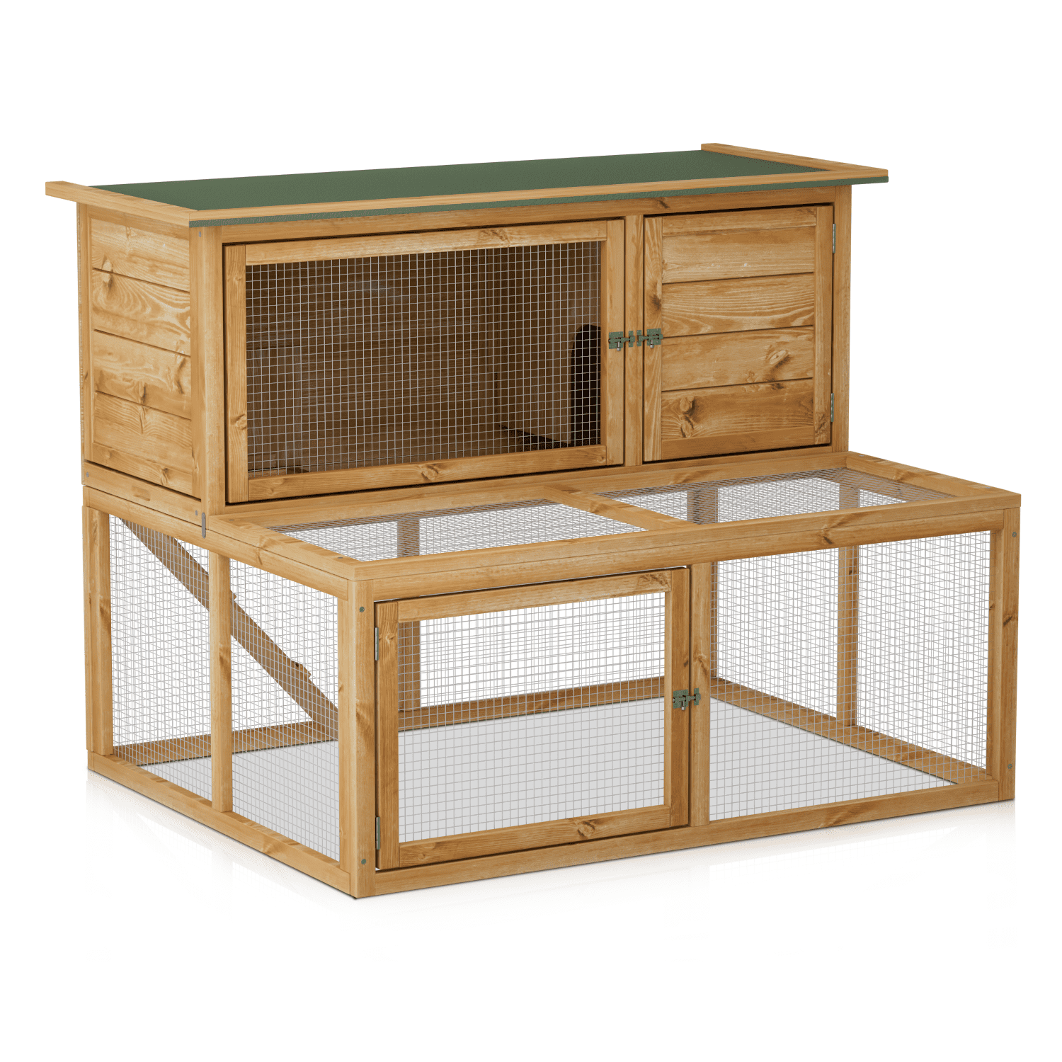 Natural Fir Wood 2-Level Chicken Coop with Ramp and Tray