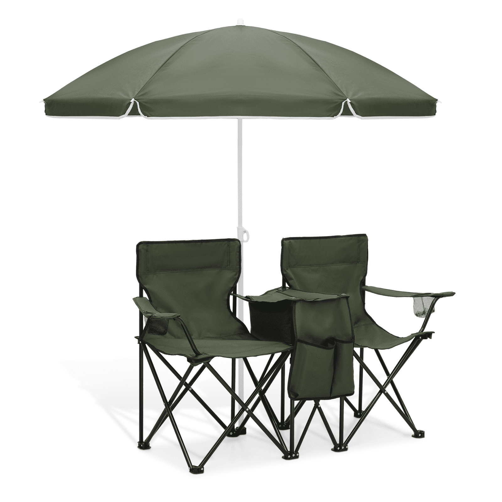 MoNiBloom Heavy Duty Portable Lawn Folding Double Chair with Umbrella