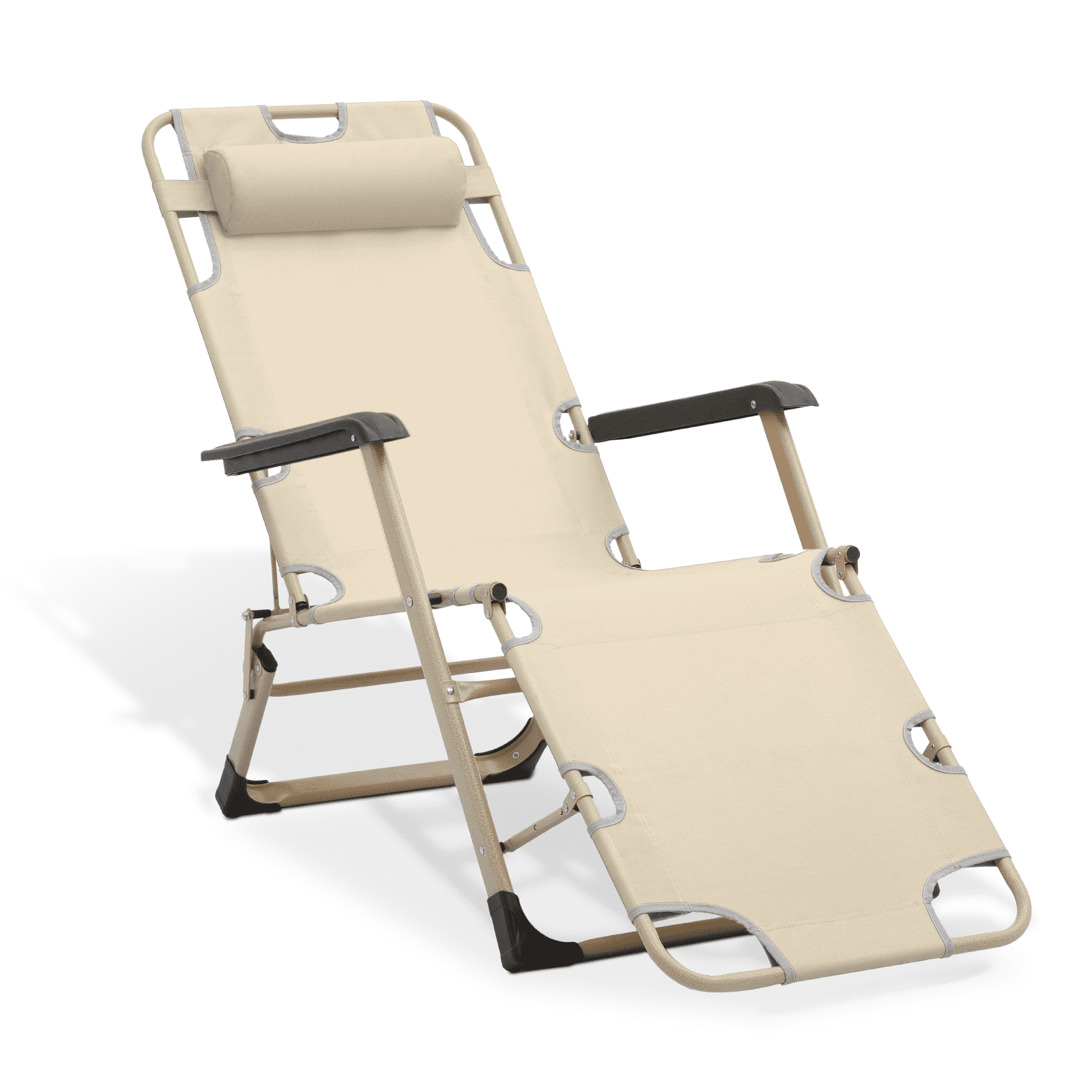 Cream Alloy Steel Adjustable Zero Gravity Lounger with Arms