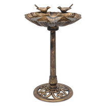 MoNiBloom Outdoor Pedestal Bird Bath with Solar Pumb, for Garden Patio Backyard Décor, Bronze