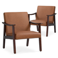 thumbnail image 1 of MoNiBloom PU Leather Accent Chair Set of 2, Modern Upholstered Sofa Armchair, for Living Room, Brown, 1 of 1