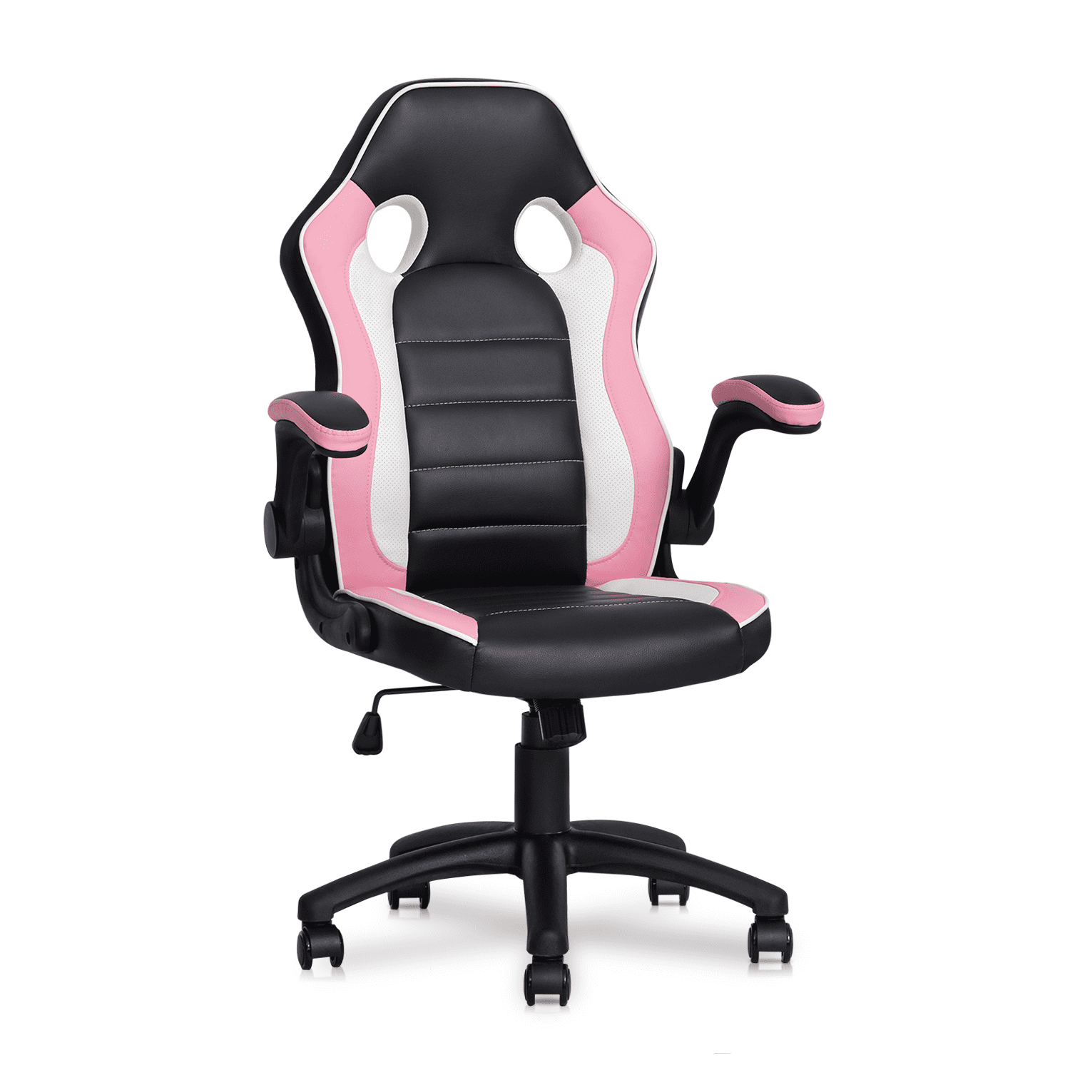 PU Leather Ergonomic Gaming Chair with Flip-up Armrests and Lumbar Sup