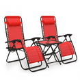 thumbnail image 1 of MoNiBloom 3 Pack Lounge Beach Chairs for Outside, Zero Gravity Camping Chairs with Side Table, Pillow and Tray, 330lbs Capacity, Red, 1 of 13