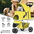 thumbnail image 1 of MoNiBloom 3 Wheel Folding Pet Dog Stroller, Foldable Lightweight Trolley with Storage Basket, Cup Holder and 360° Rotating Front Wheel for Small Medium Dogs, Yellow, 1 of 15