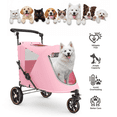 thumbnail image 1 of MoNiBloom Dog Stroller, 3 Wheel Pet Stroller for Small Medium Dogs & Cats, Adjustable Handlebar 9 Angles 20°-180°, Pink, 1 of 12