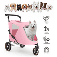 thumbnail image 1 of MoNiBloom Pink Dog Stroller for Large Dogs, 3 Wheels Foldable Cat Stroller for 2 Cats, Adjustable Handle 2-Way Access Pet Stroller for Medium Dogs Pets (Pink), 1 of 12