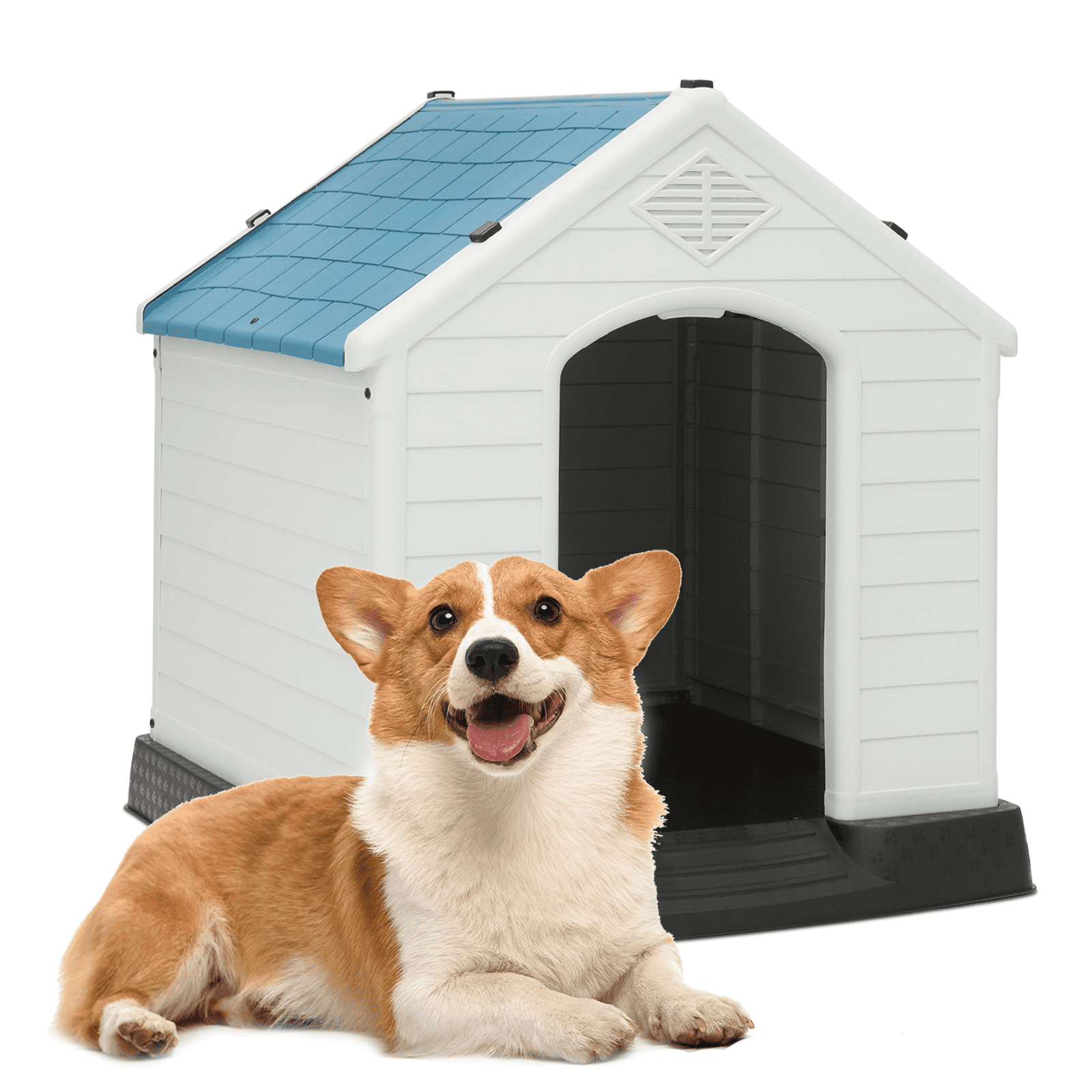 MoNiBloom Plastic Dog House Waterproof Dog Kennel with Air Vents and