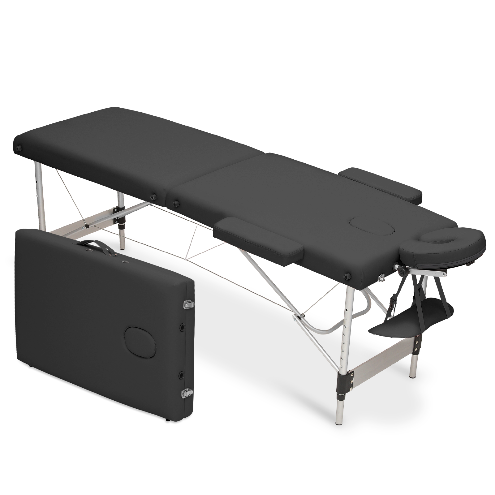 MoNiBloom Portable Massage Table, PVC Surface Two Fold Aluminum Alloy