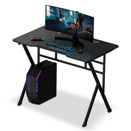 MoNiBloom Portable Modern Computer Desk, Multifunctional Standing Laptop Table with Host Rack for Home Office Study room, Black