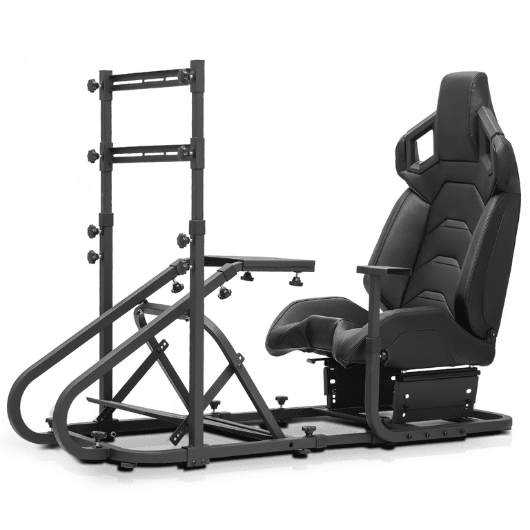 MoNiBloom Racing Gaming Seat + Simulator Cockpit Set for Logitech, PS5  Xbox, Adjustable Stand, Black - Walmart.com