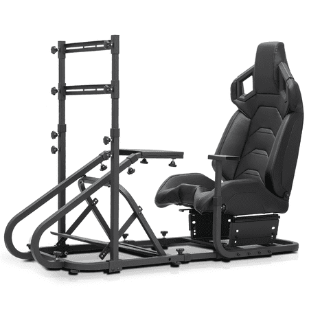 MoNiBloom Racing Simulator Cockpit Gaming Seat + Stand Set, Driving Simulator Seat Height Adjustable, Simulator Cockpit Fit for Logitech G25, G27, G29, G920, PS5 Xbox, Black