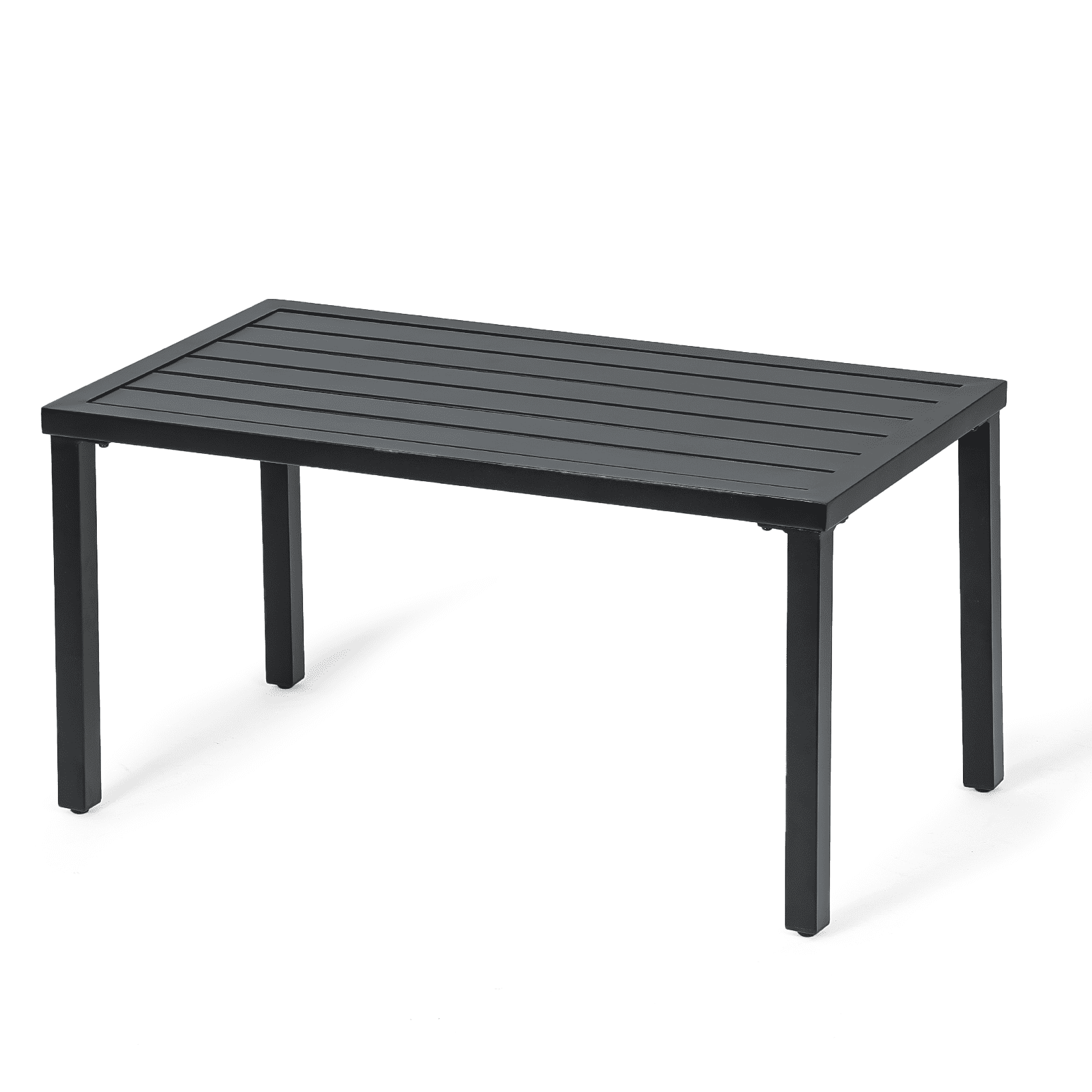 MoNiBloom Rectangle Coffee Table, Steel Slat Patio Tables for Indoor Outdoor Living Room Café Courtyard Poolside Backyard, Black