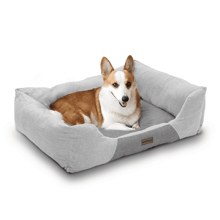 MoNiBloom Rectangle Cuddler Pet Bed Light Gray Self Warming and Cozy 32