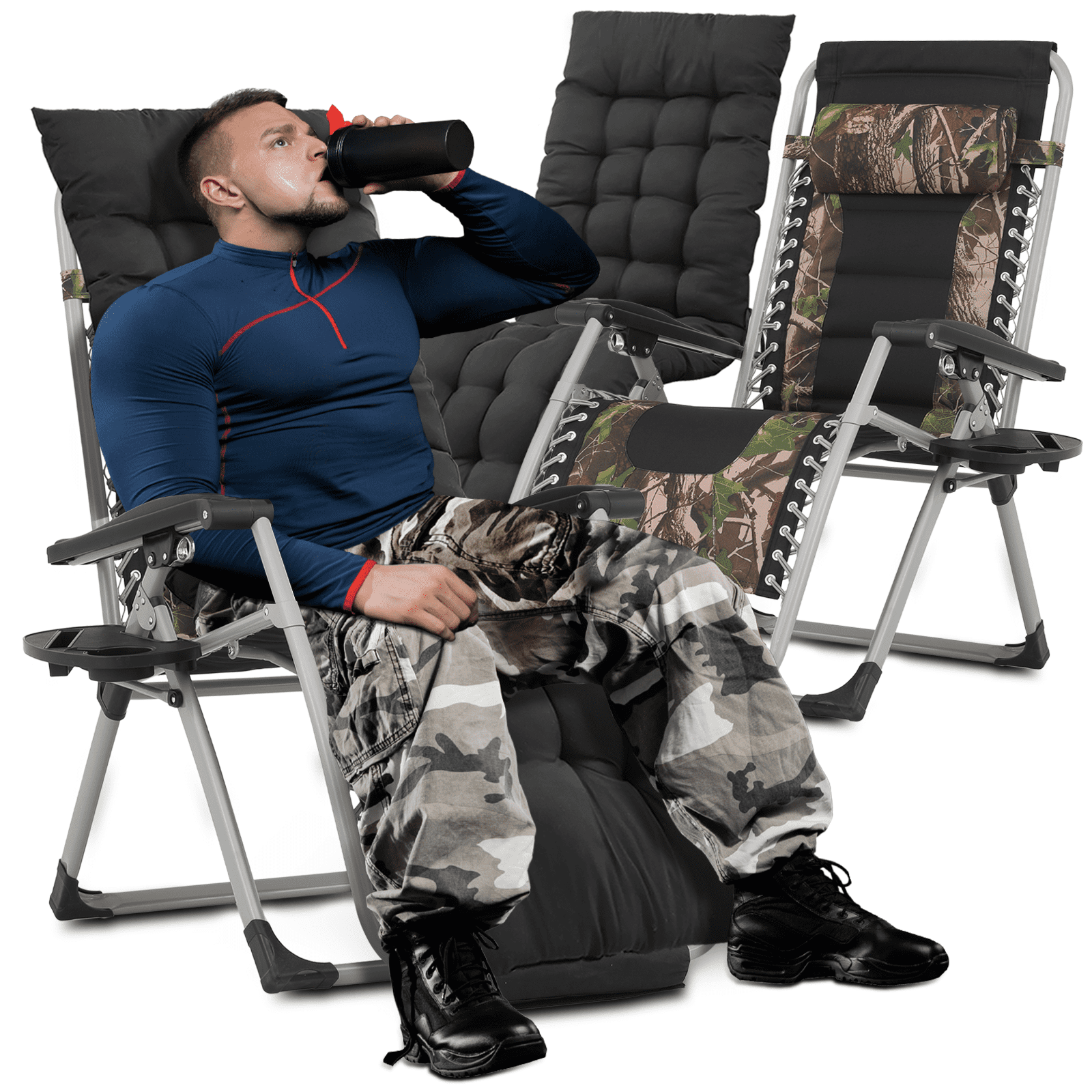 Oversized Jungle Print Zero Gravity Lounger Set with Cushions