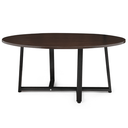 MoNiBloom Round Coffee Table, Modern Marble Coffee Tables for Office Dinning Living Room Kitchen, Walnut