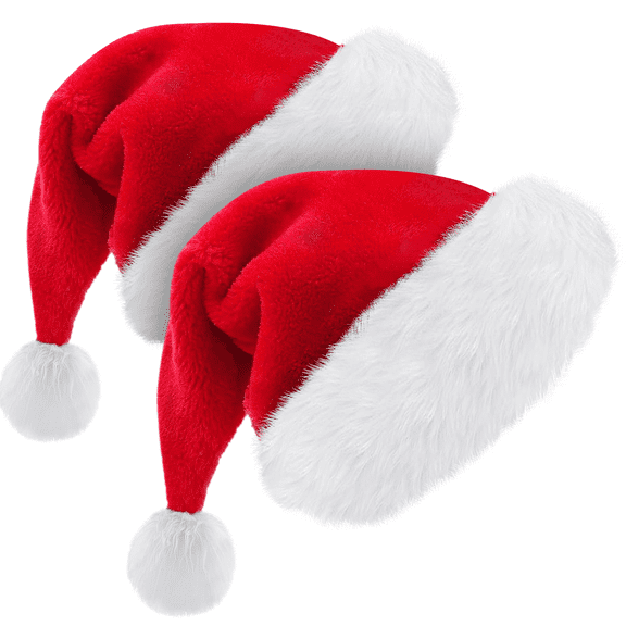 MoNiBloom Santa Hat, Confortable Velvet Red Christmas Hat for Christmas Party