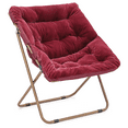 thumbnail image 1 of MoNiBloom Saucer Chair Soft Faux Fur Oversized Folding Accent Chair Lounge Lazy Chair Moon Chair with Metal Frame for Bedroom Living Room, Red, 1 of 10