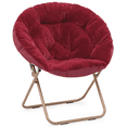 thumbnail image 1 of MoNiBloom Saucer Chair Soft Faux Fur Oversized Folding Accent Chair Lounge Lazy Chair Moon Chair with Metal Frame for Bedroom Living Room, Red, 1 of 10