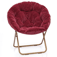 thumbnail image 1 of MoNiBloom Faux Fur Saucer Chair for Adults, Comfy Fluffy for Living Room Bedroom Dorm Apartment, with Thick Padded & Folding Metal Frame (Red), 1 of 10