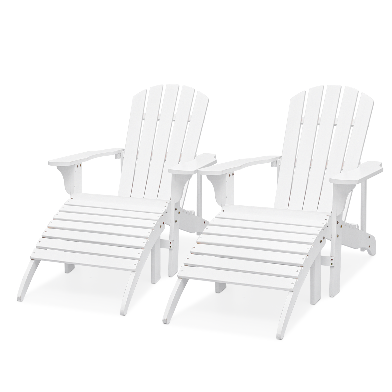 Outsunny Wooden Adirondack Outdoor Patio Lounge Chair w/ Ottoman