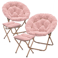 thumbnail image 1 of MoNiBloom Saucer Chair with Ottoman Set of 2, Oversized Faux Fur Folding Chair and Footrest, Comfy Lounge Chair for Bedroom Living Room Dorm, Pink, 1 of 10