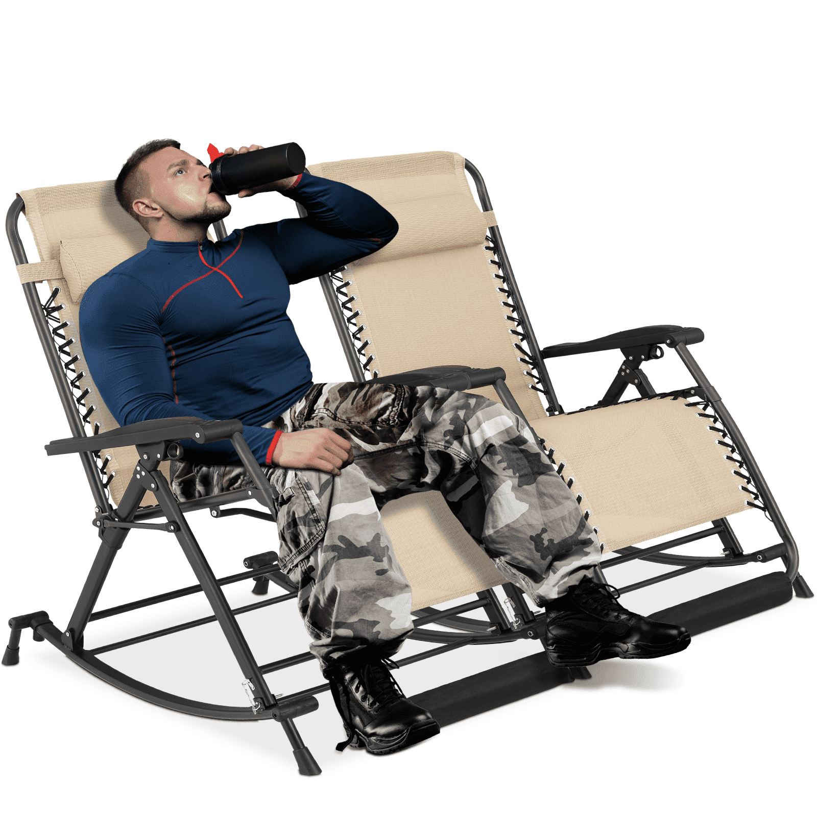 MoNiBloom Set of 2 Zero Gravity Lounge Chairs, Adjustable Rocking ...