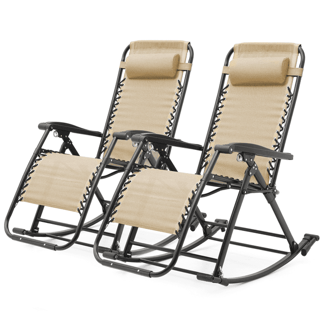 MoNiBloom Portable 2pc Zero Gravity Recliners, Adjustable Yard Loungers