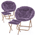 thumbnail image 1 of MoNiBloom Saucer Chair with Ottoman Set of 2, Oversized Faux Fur Folding Chair and Footrest, Comfy Lounge Chair for Bedroom Living Room Dorm, Purple, 1 of 10