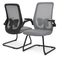 thumbnail image 1 of MoNiBloom Set of 2 Ergonomic Office Chair, Mesh Computer Desk Seat with Lumbar Support & Flip-Up Arms for Home Office, Grey, 1 of 11