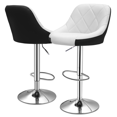 thumbnail image 2 of Set Of 2 Adjustable Swivel Bar Stools – Faux Leather Square Stitch – Red, Black, Or White 2 of 6