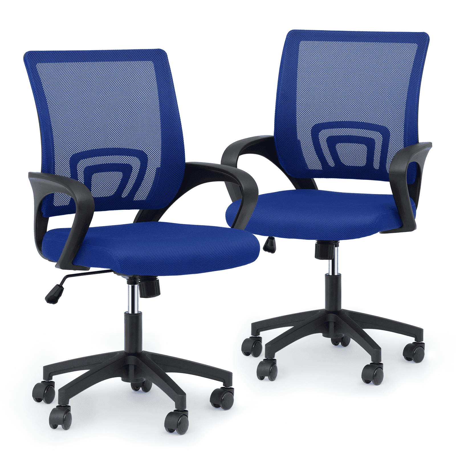 MoNiBloom Set of 2 Mid-Back Office Desk Chairs Ergonomic Adjustable Height Mesh Computer Chairs with Lumbar Support, Navy Blue