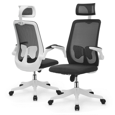 MoNiBloom Set of 2 Office Task Chair Adjustable High Back, Ergonomic Swivel Conference Seat with Headrest Lumbar Support, Black