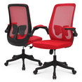 thumbnail image 1 of MoNiBloom Set of 2 Swivel Office Task Chair, Ergonomic Adjustable Reception Seat with Backrest Flip-Up Arms Lumbar Support, Red, 1 of 12