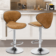thumbnail image 1 of MoNiBloom Set of 2 Velvet Adjustable Height Lift Bar Stools wit Curved Seat, Swivel Barstools Kitchen Counter Height Chairs, Cinnamon, 1 of 11