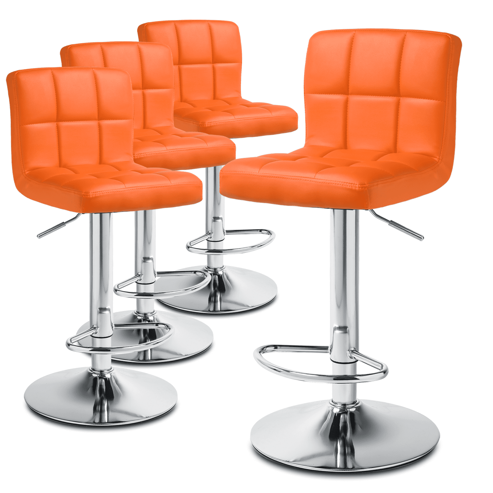 MoNiBloom Set of 4 Adjustable Swivel Bar Stools Armless LowBack Faux