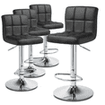 thumbnail image 1 of MoNiBloom Set of 4 Faux Leather Adjustable Swivel Bar Stools with Square Back, Kitchen Counter Height Barstools Dining Chairs, Black, 1 of 10