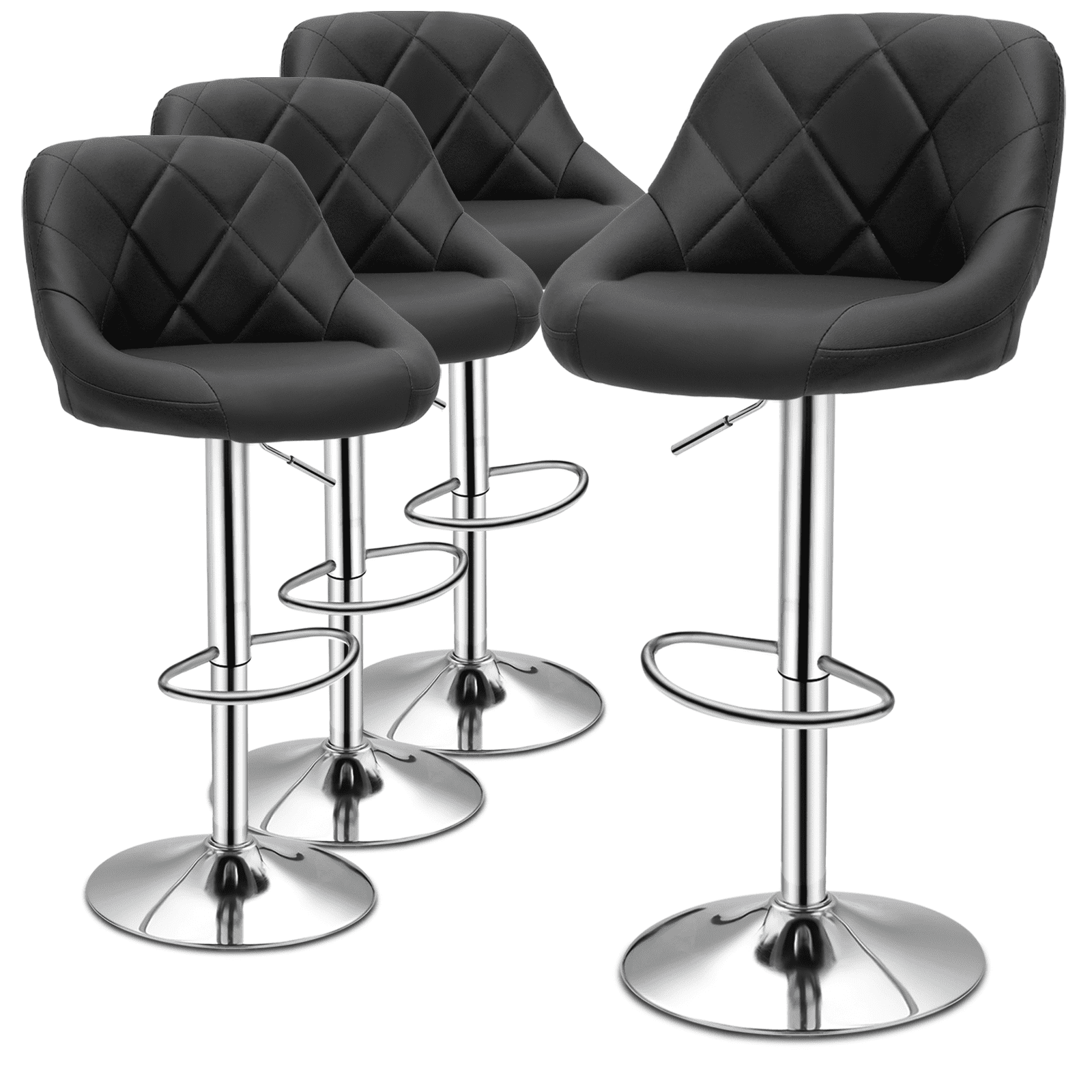 MoNiBloom 4Piece Faux Leather Bar Stools, Adjustable Height, 360