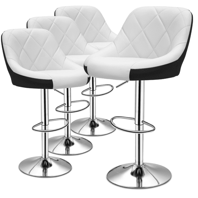 MoNiBloom 4 Faux Leather Swivel Bar Stools, Adjustable Height, Kitchen