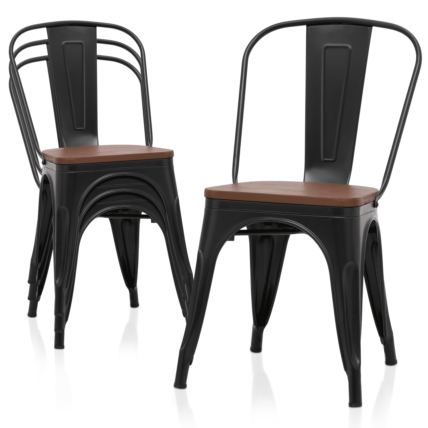 MoNiBloom Set of 4 Metal Dining Chair Stackable Kitchen Chairs Indoor