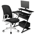 thumbnail image 1 of MoNiBloom Standing Computer Desk with Monitor Storage Shelf & Host Rack and Mesh Swivel Task Seat with Armrest, Black, 1 of 9