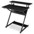 thumbnail image 1 of MoNiBloom Standing Modern Computer Desk, Portable Laptop Table with Monitor Storage Shelf & Host Rack for Home Office, Black, 1 of 12