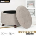 thumbnail image 1 of MoNiBloom Storage Ottoman with Padded Seat, Modern Cotton-linen Footrest, Round Seat Stool, Beige, 1 of 8