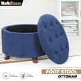 thumbnail image 1 of MoNiBloom Storage Ottoman with Padded Seat, Modern Cotton-linen Footrest, Round Seat Stool, Navy Blue, 1 of 8