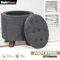 thumbnail image 1 of MoNiBloom Storage Ottoman with Padded Seat, Modern Cotton-linen Footrest, Round Seat Stool, for Entryway Living Room, Dark Gray, 1 of 8