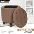 thumbnail image 1 of MoNiBloom Storage Ottoman with Padded Seat, Modern PU Leather Footrest, Round Seat Stool, Brown, 1 of 8