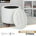 thumbnail image 1 of MoNiBloom Storage Ottoman with Padded Seat, Modern PU Leather Footrest, Round Seat Stool, White, 1 of 8