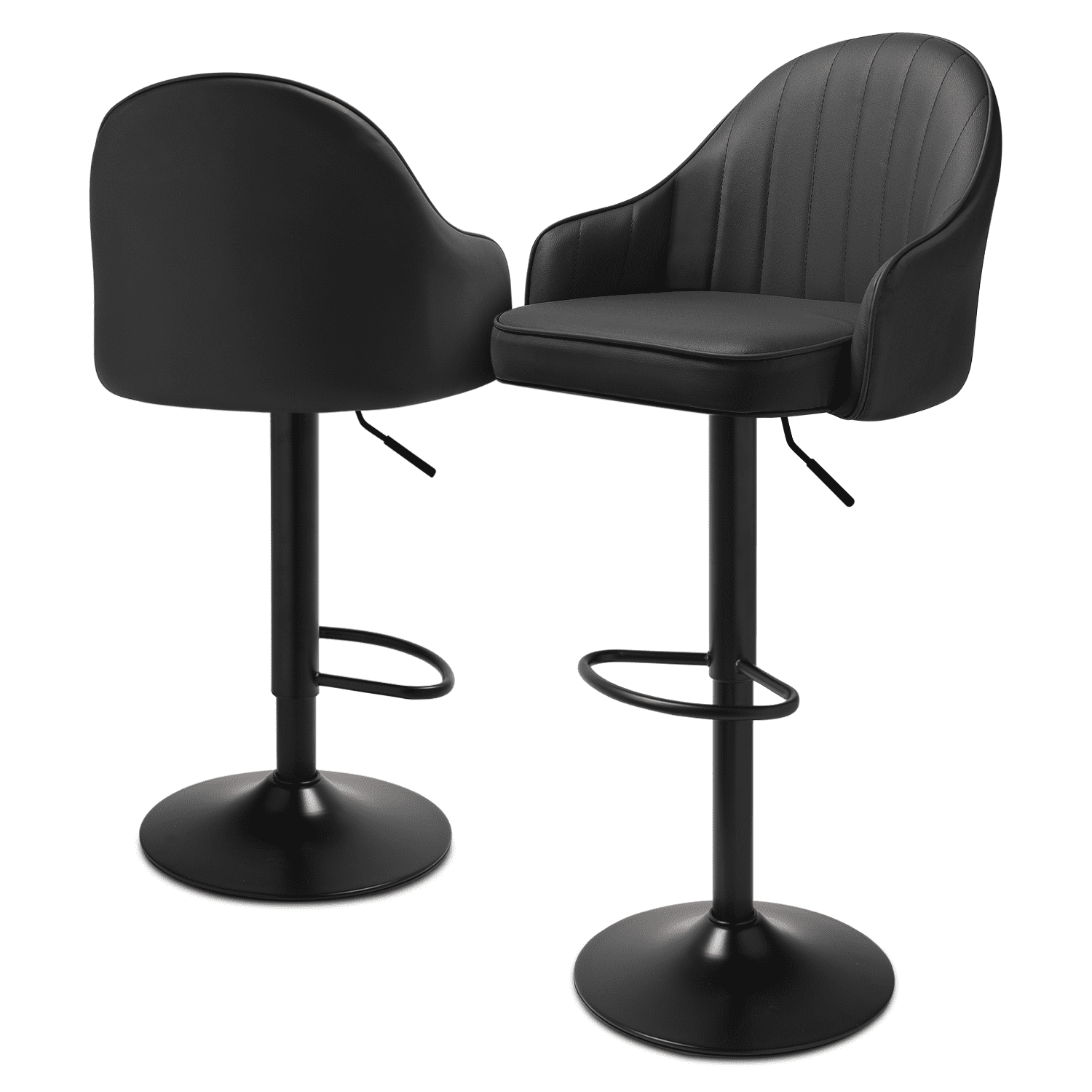 MoNiBloom High Swivel Bar Stool, Set of 2 Faux Leather Adjustable Chair