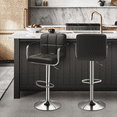 thumbnail image 1 of MoNiBloom Swivel Modern Bar Stool Set of 2, Adjustable Counter Height Barstools Faux Leather with Backrest and Armrest, Black, 1 of 12