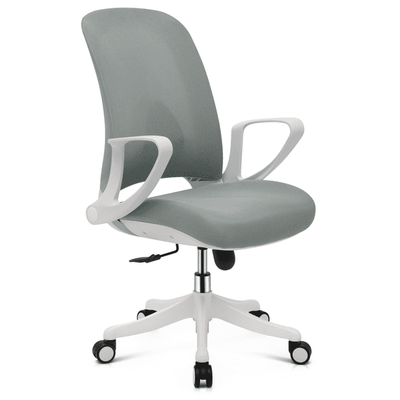 MoNiBloom Swivel Office Chair, Ergonomic Adjustable Reception Seat with Armrest & Lumbar Support for Waiting Room, Grey
